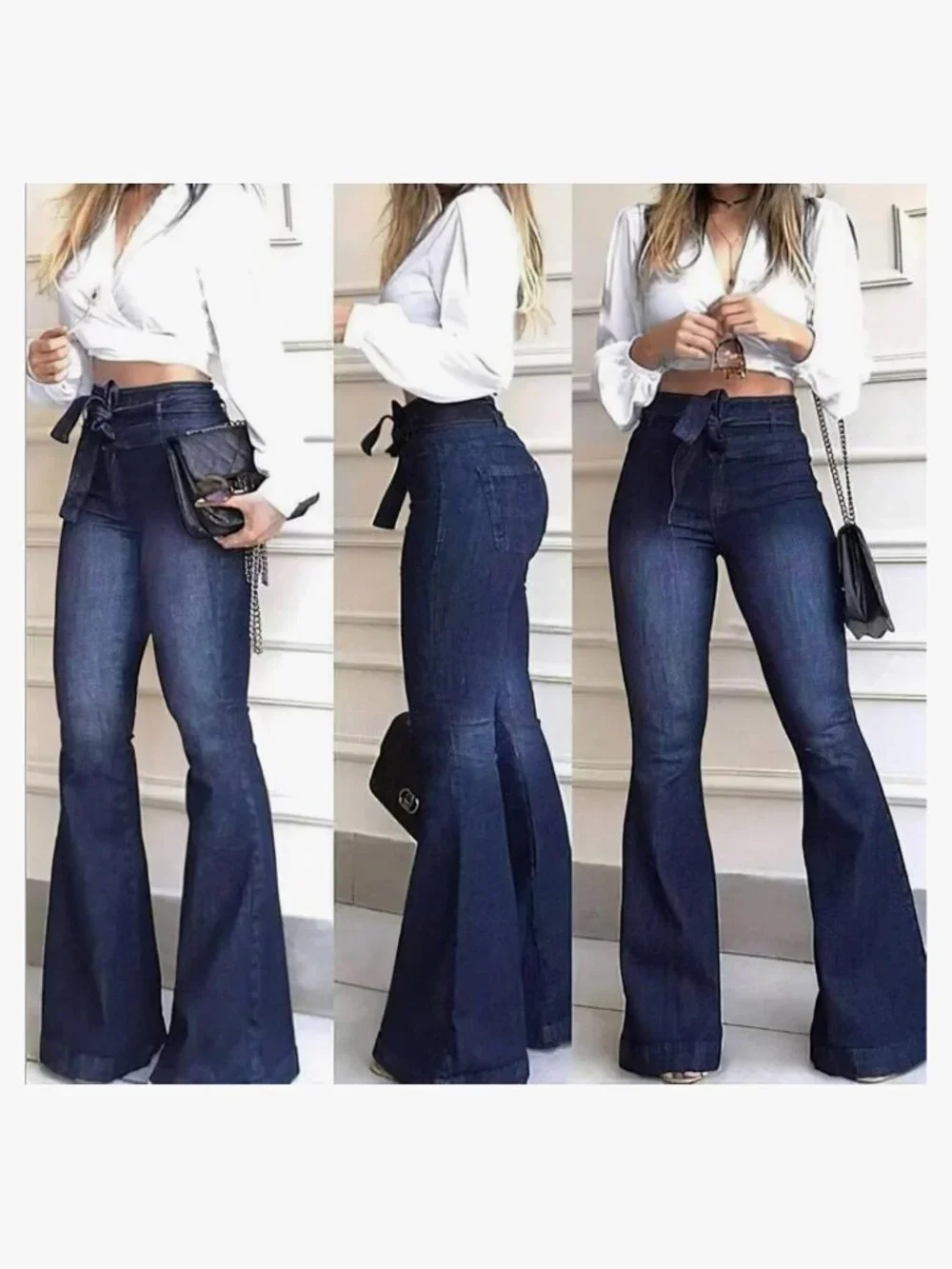 NWT KDF Fashion | High Waisted Flare Bell Bottom Jeans | Size 16 - Picture 1 of 5